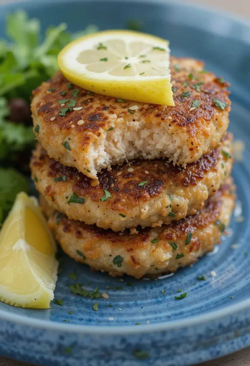 Inside view of salmon patties.