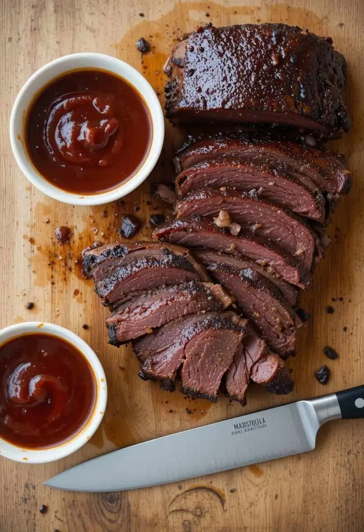 A step-by-step visual guide for cooking beef back ribs, showing key stages such as removing the membrane, applying the dry rub, placing the ribs in the oven or smoker, brushing with barbecue sauce, and the final plated ribs with a caramelized glaze. Each step is highlighted with clear, sequential visuals on a rustic kitchen background.