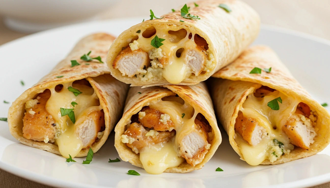 Cheesy Garlic Chicken Wraps