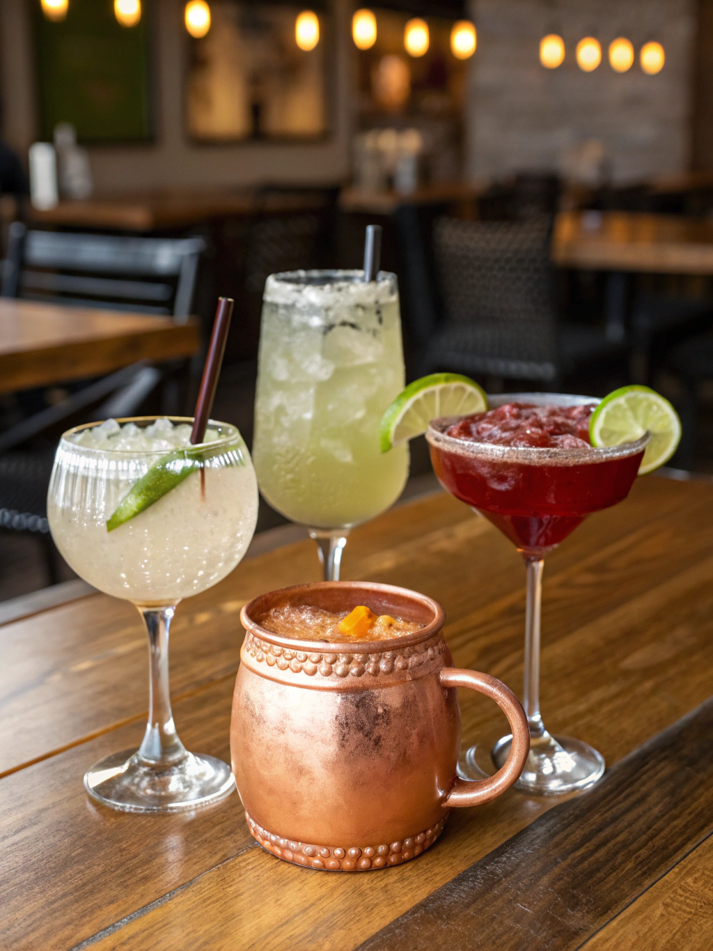 Creative margarita serving suggestions showing different glassware options and garnish styles