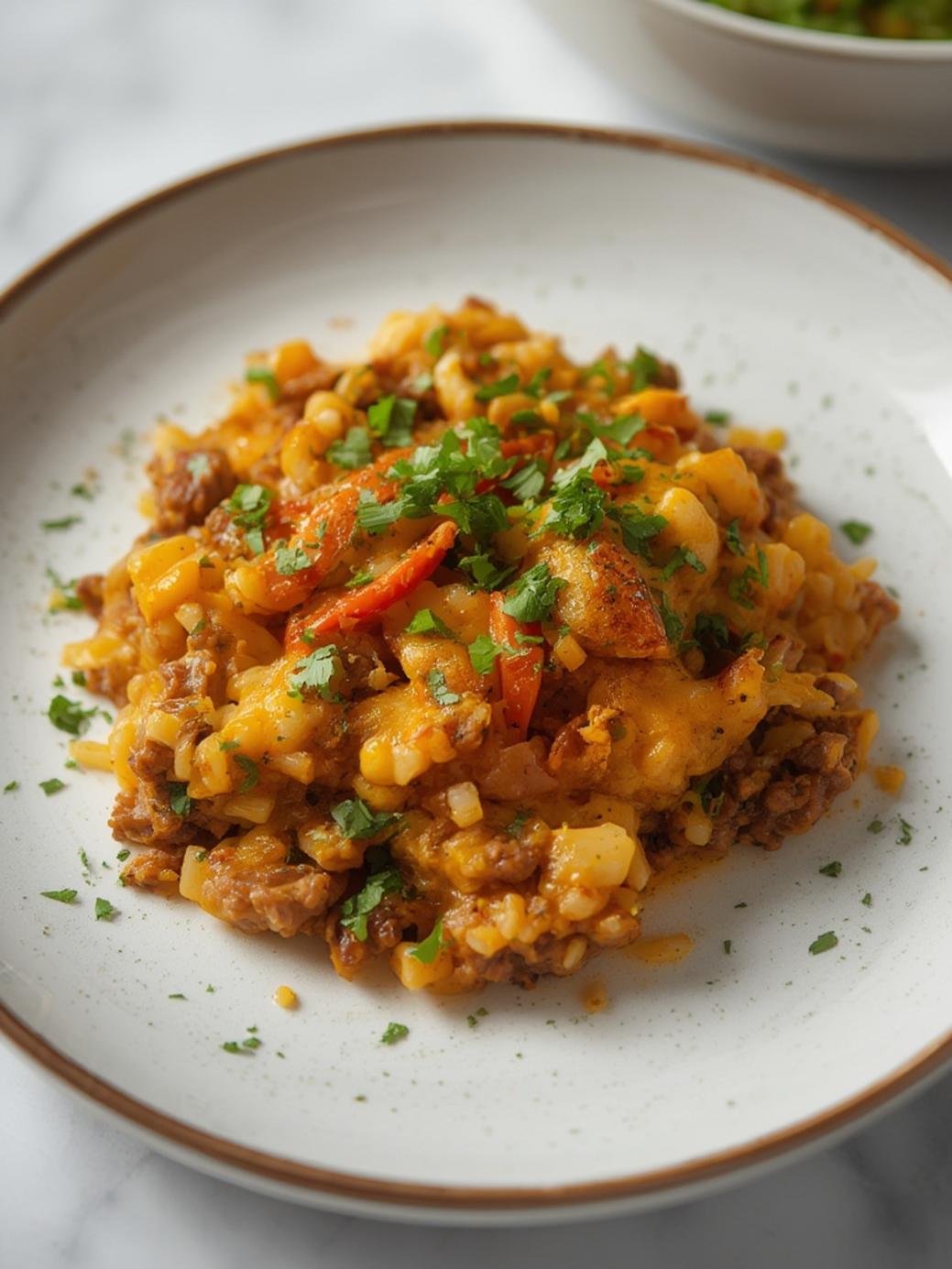 Cheesy Ground Beef and Rice Casserole