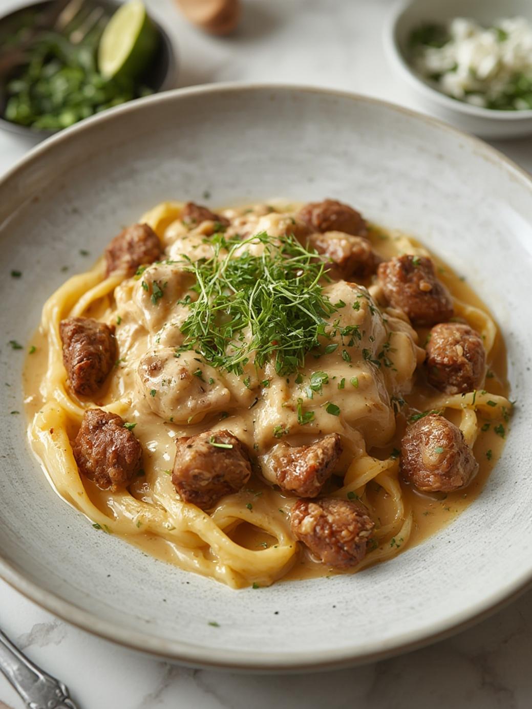 Creamy Ground Beef Stroganoff