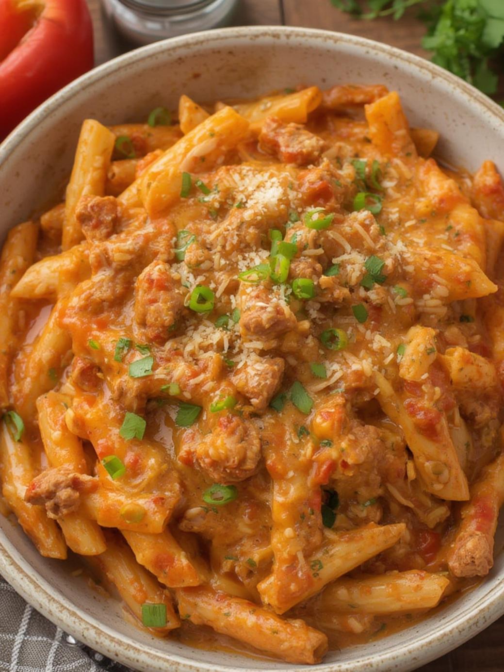 Creamy Rotel Pasta with Ground Beef