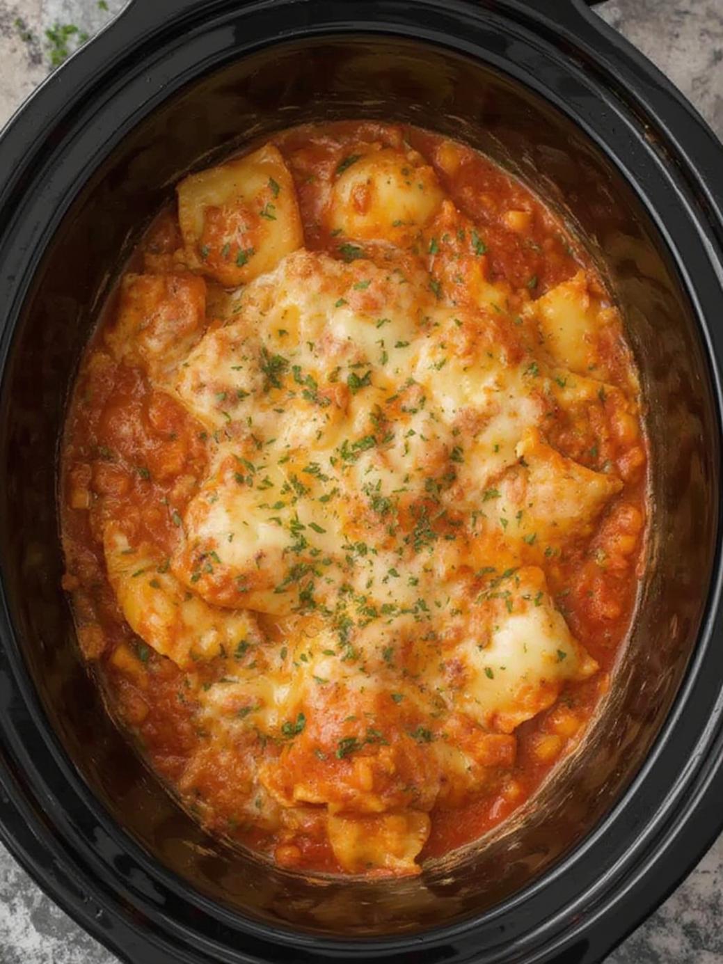 Crockpot Ravioli Lasagna
