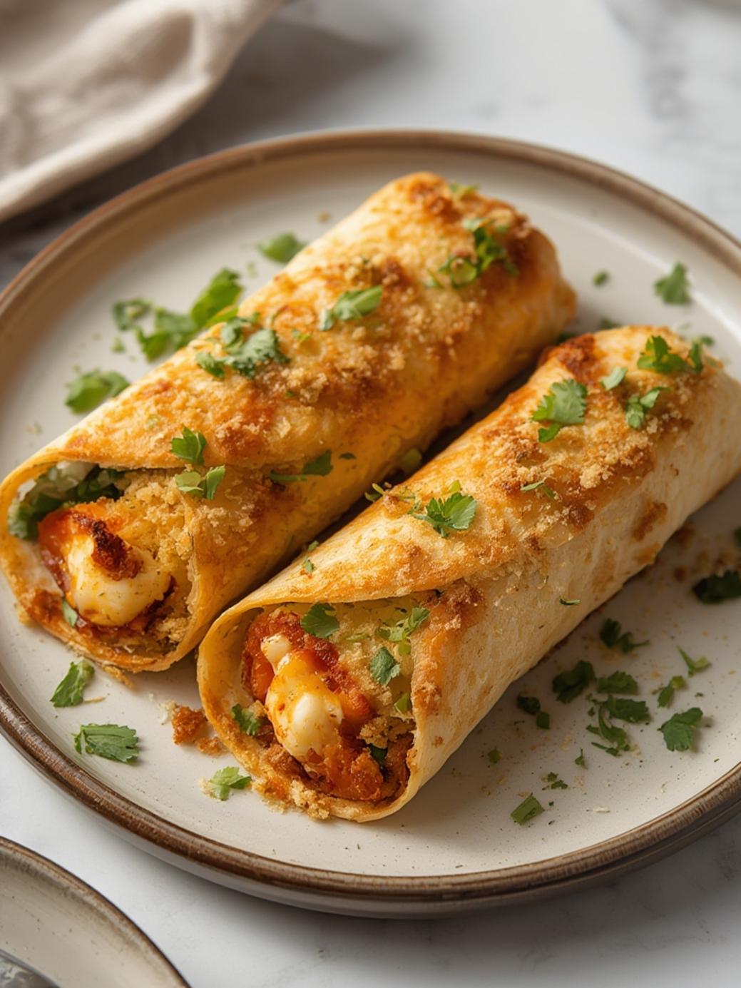 Crunchy Crispy Air Fryer Chicken & Mozzarella Wraps