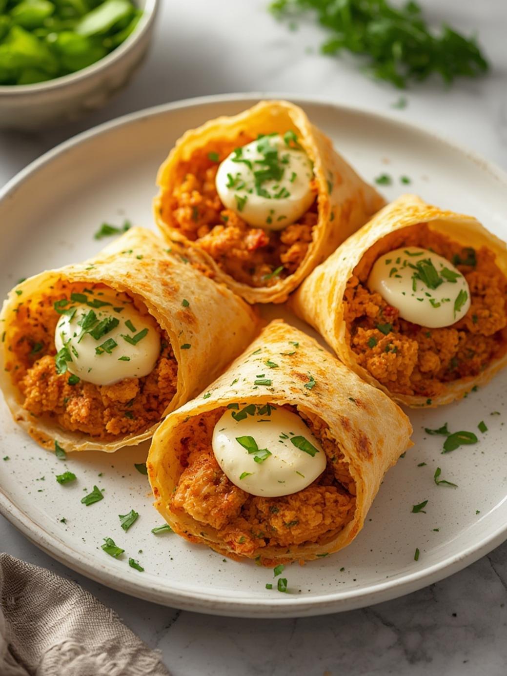 Crunchy Crispy Air Fryer Chicken & Mozzarella Wraps