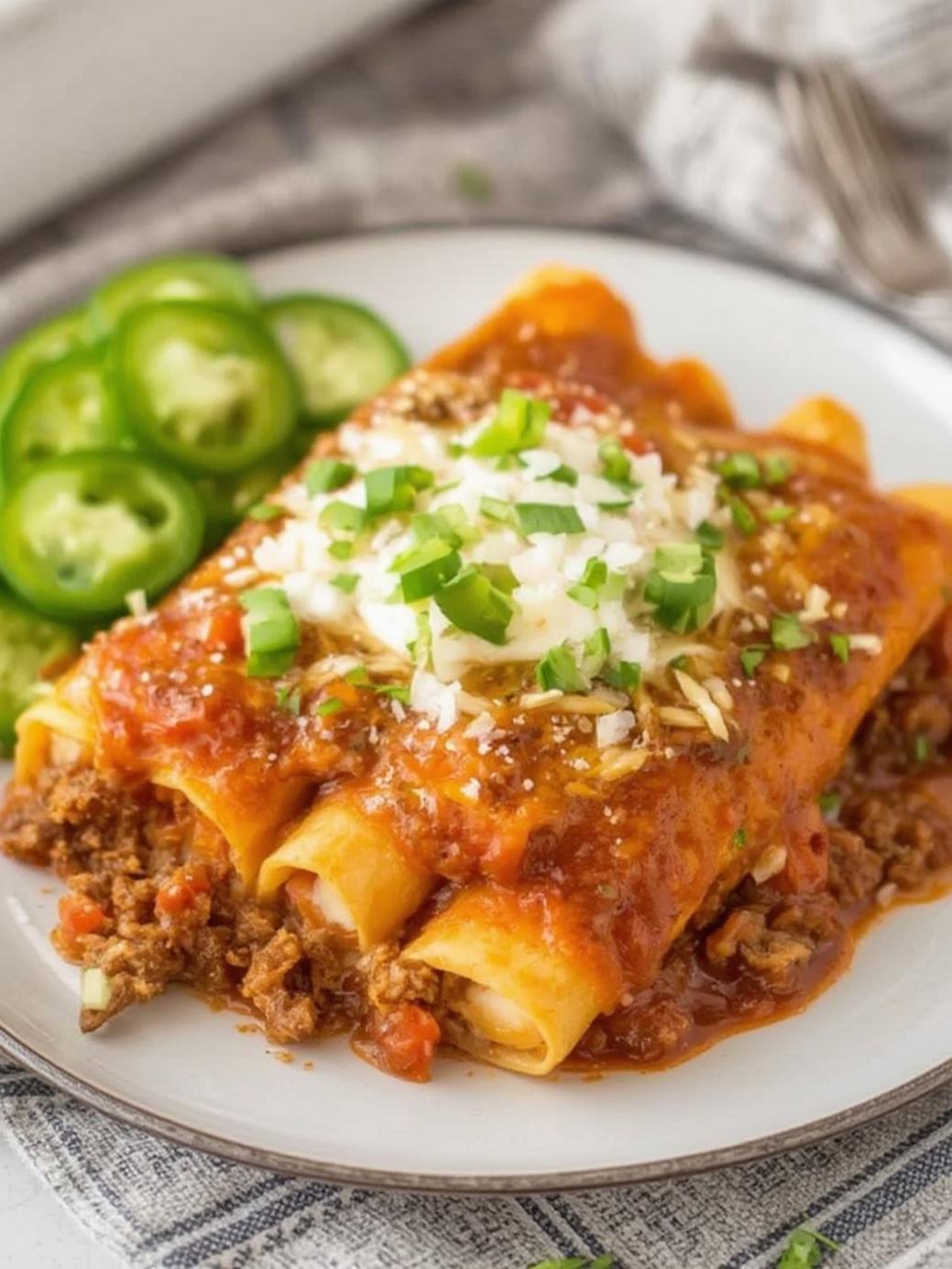 Easy Cheesy Ground Beef Enchiladas