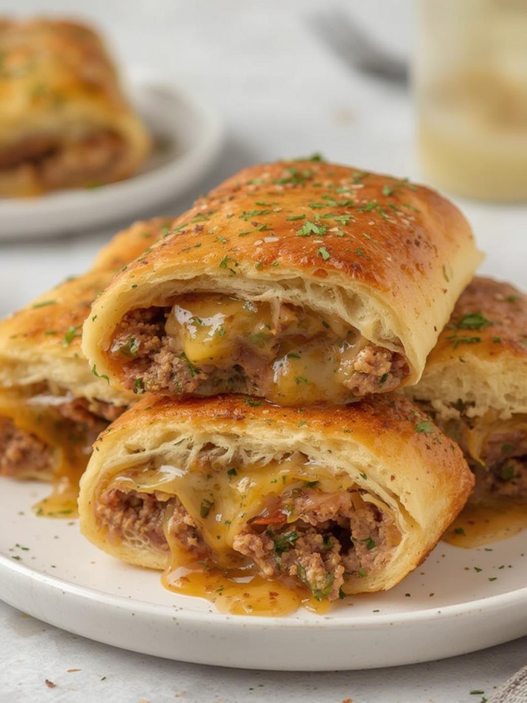 Garlic Butter Beef Cheeseburger Rollups