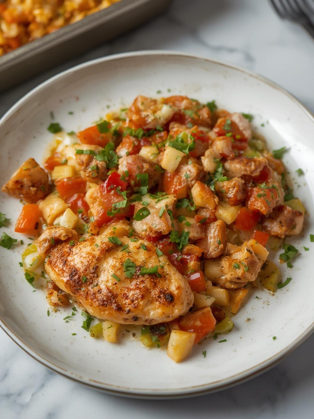 Hawaiian Chicken Sheet Pan plate