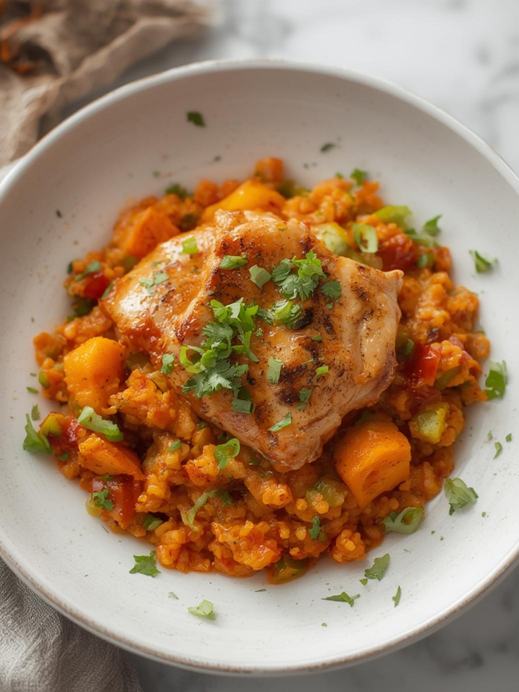 Healthy Chicken & Sweet Potato Rice Bowl