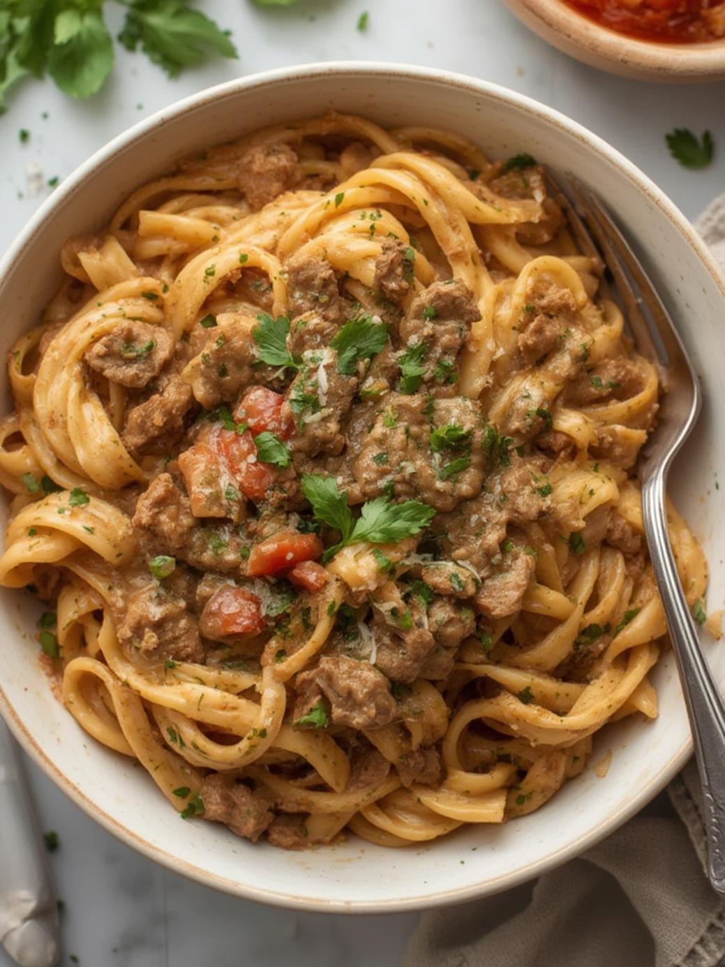 High Protein Creamy Beef Pasta Recipe