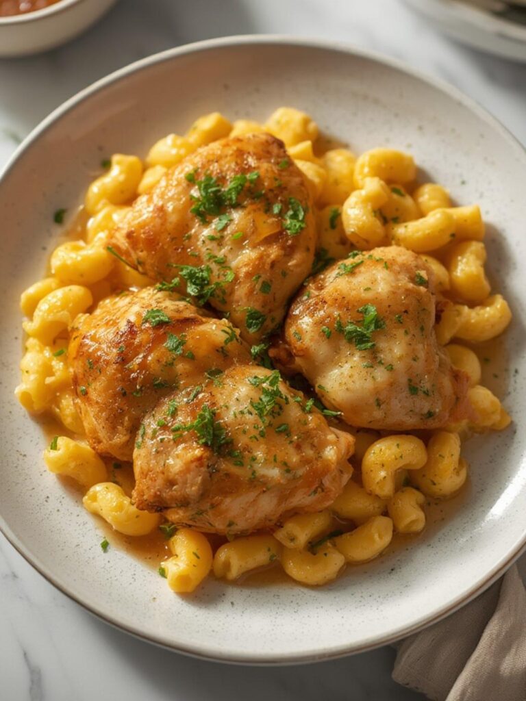 High-Protein Honey Garlic Butter Chicken with Mac and Cheese