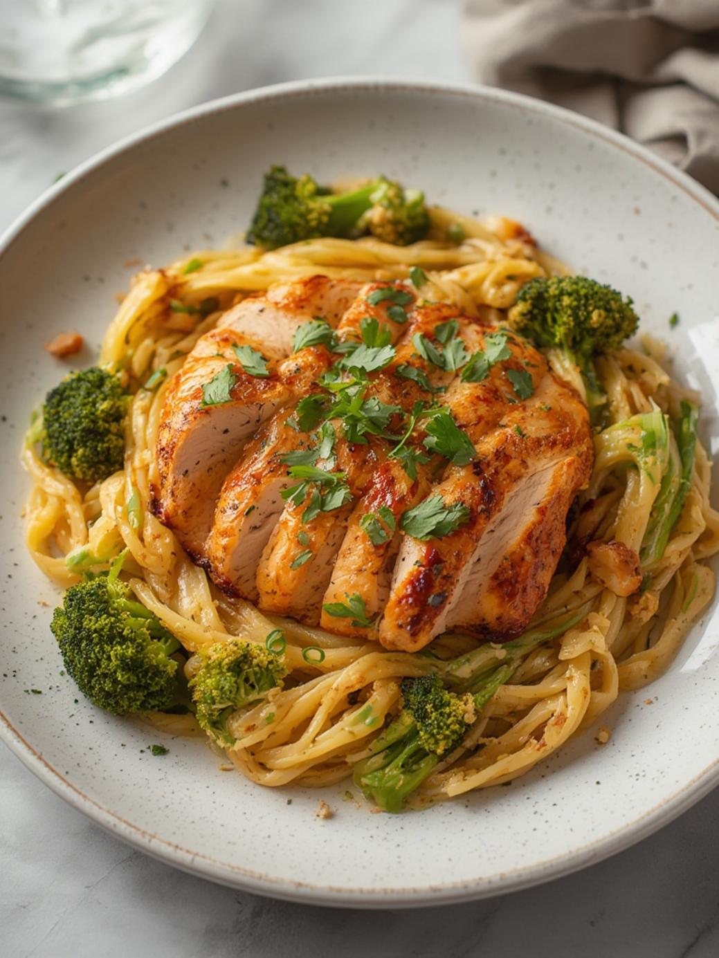 High Protein Rotisserie Chicken Broccoli Pasta