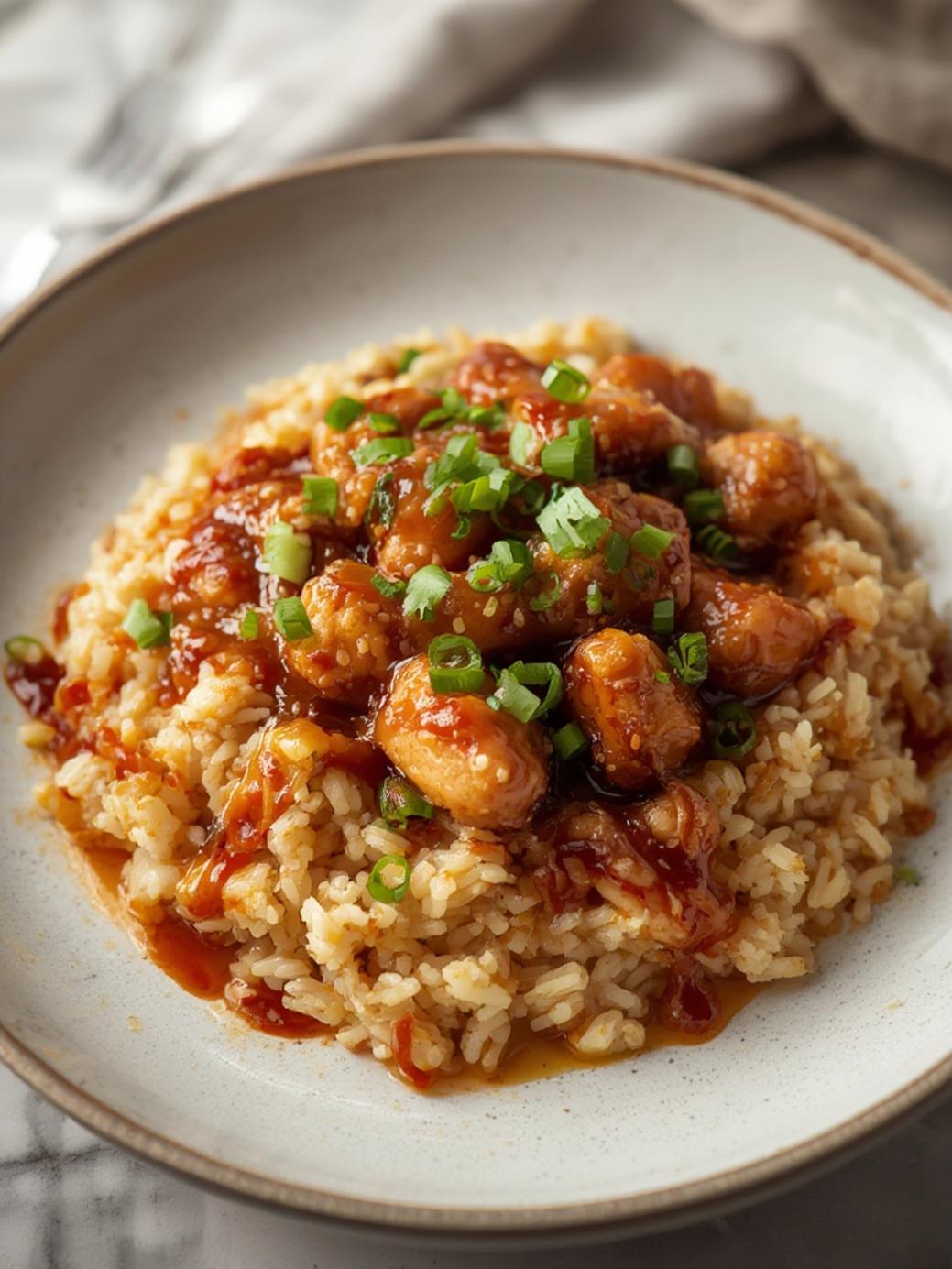 Honey BBQ Chicken Rice servings