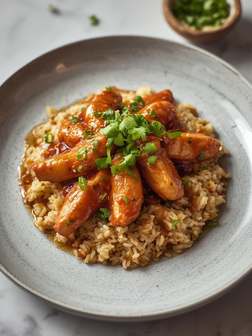 Honey BBQ Chicken Rice plate