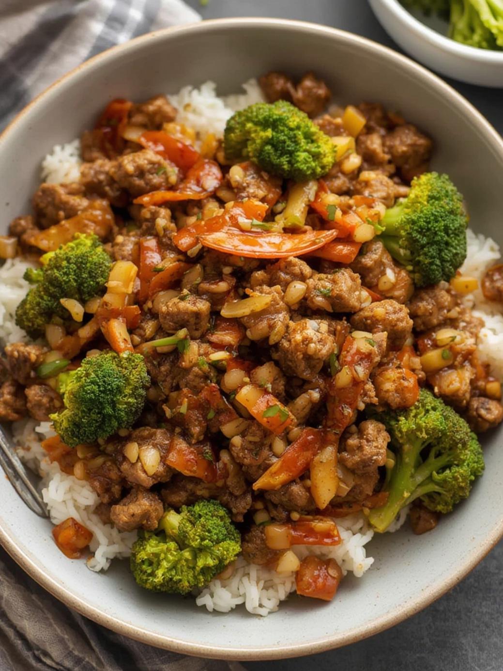 Honey Garlic Ground Beef & Broccoli Stir Fry