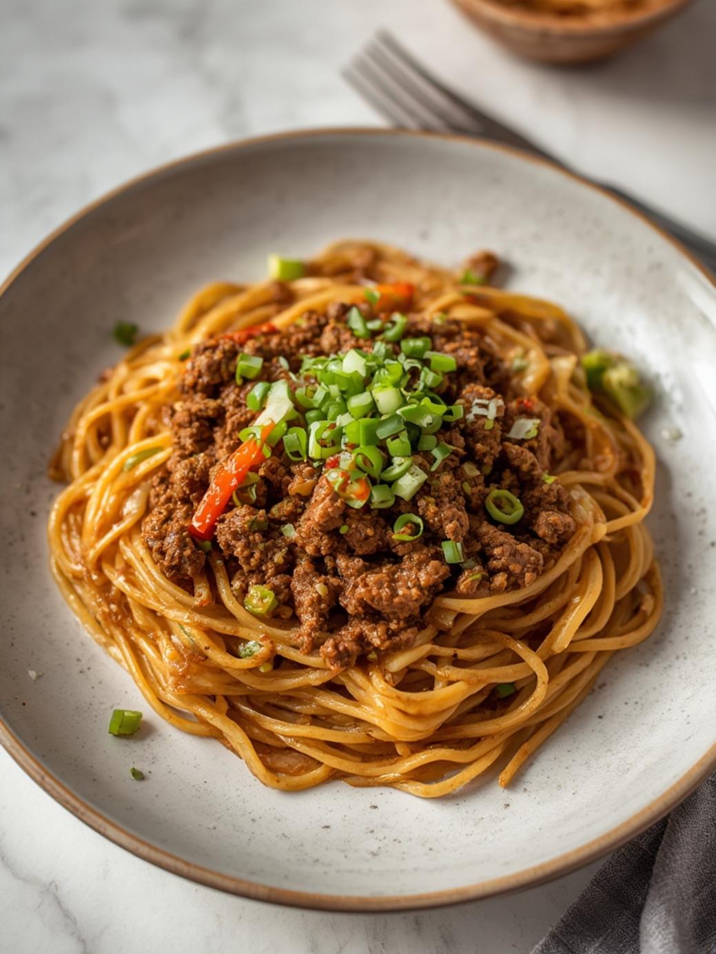 Mongolian Ground Beef Noodles Recipe