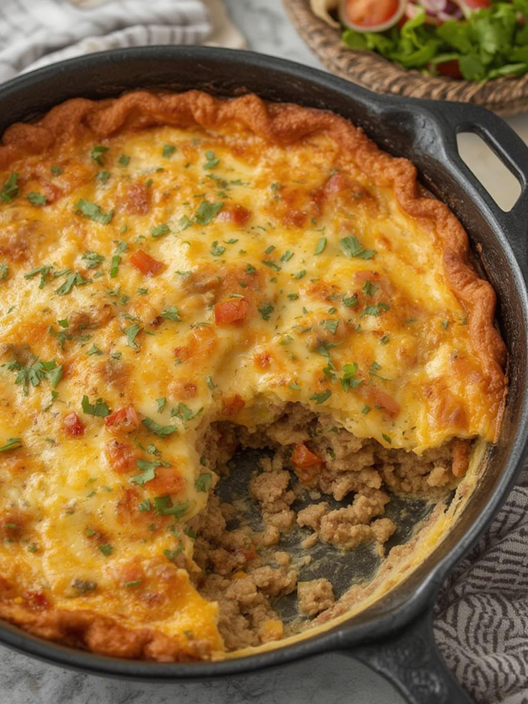 One-Pan Cheeseburger Pie Dinner