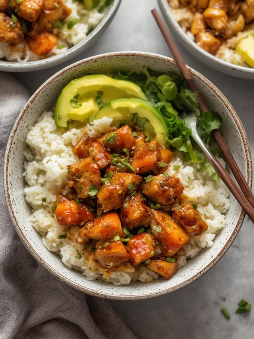 Sticky Chicken Rice Bowls Recipe