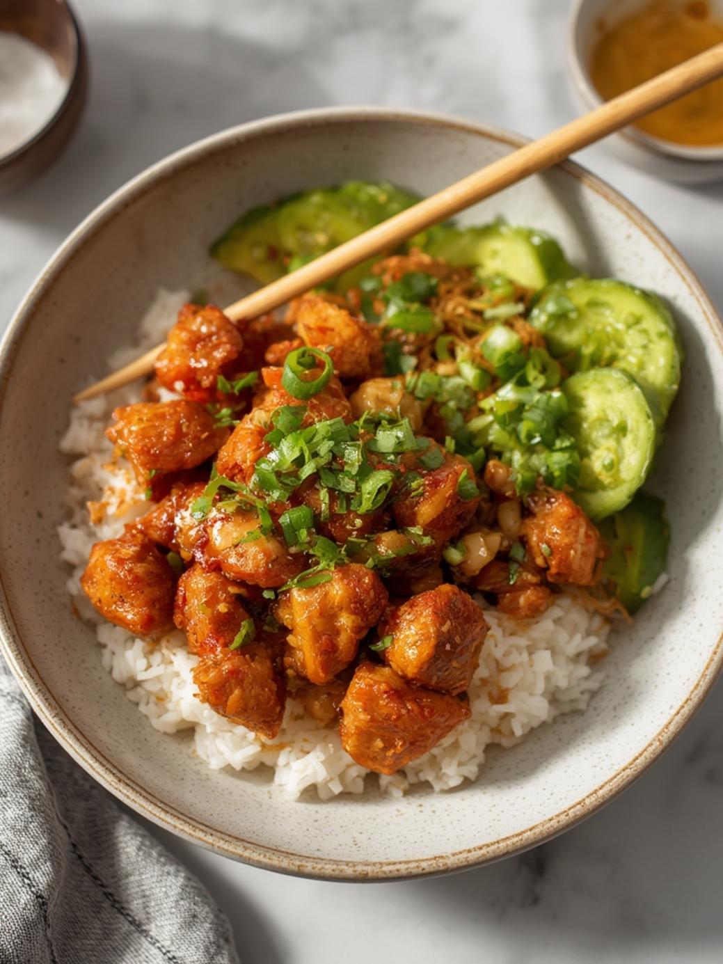 Asian Sticky Chicken Rice Bowl