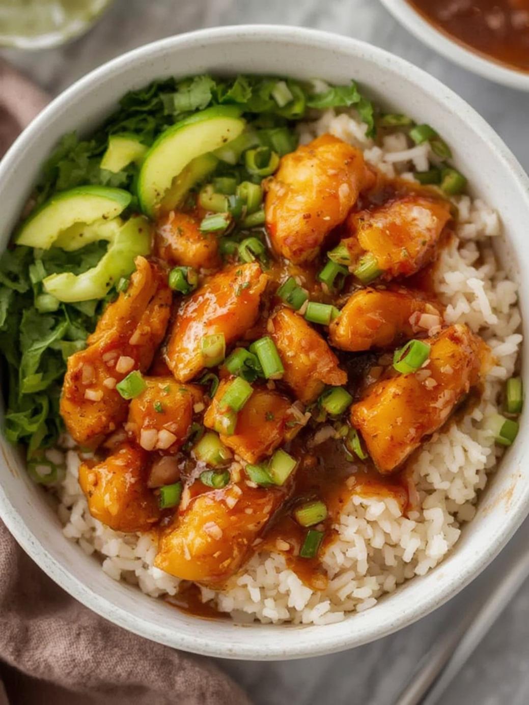Asian Sticky Chicken Rice Bowl