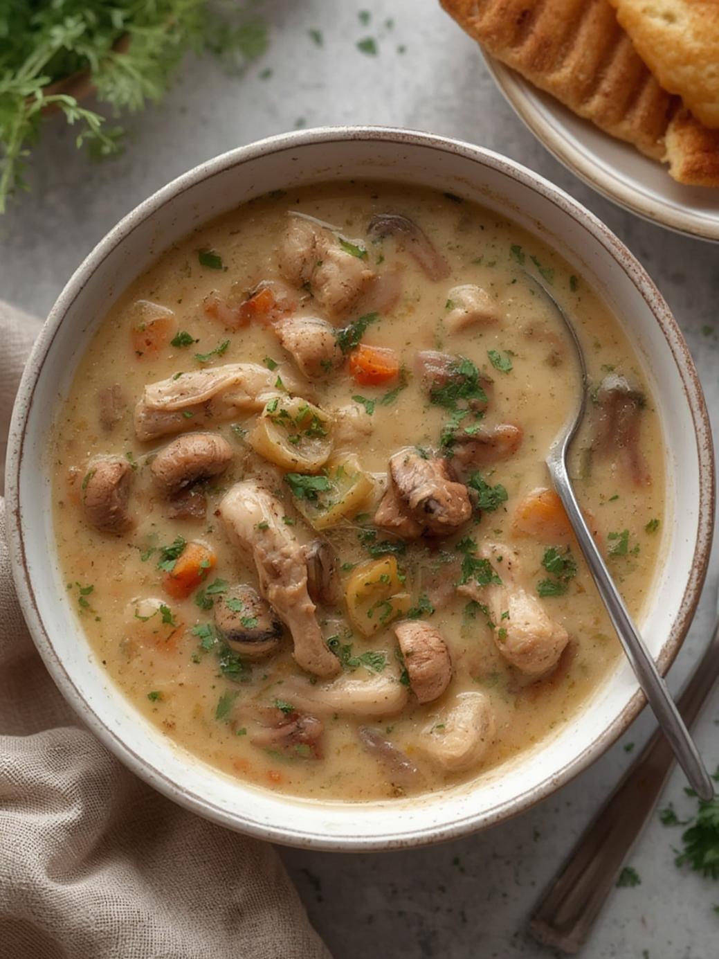 Creamy Rotisserie Chicken Mushroom Soup
