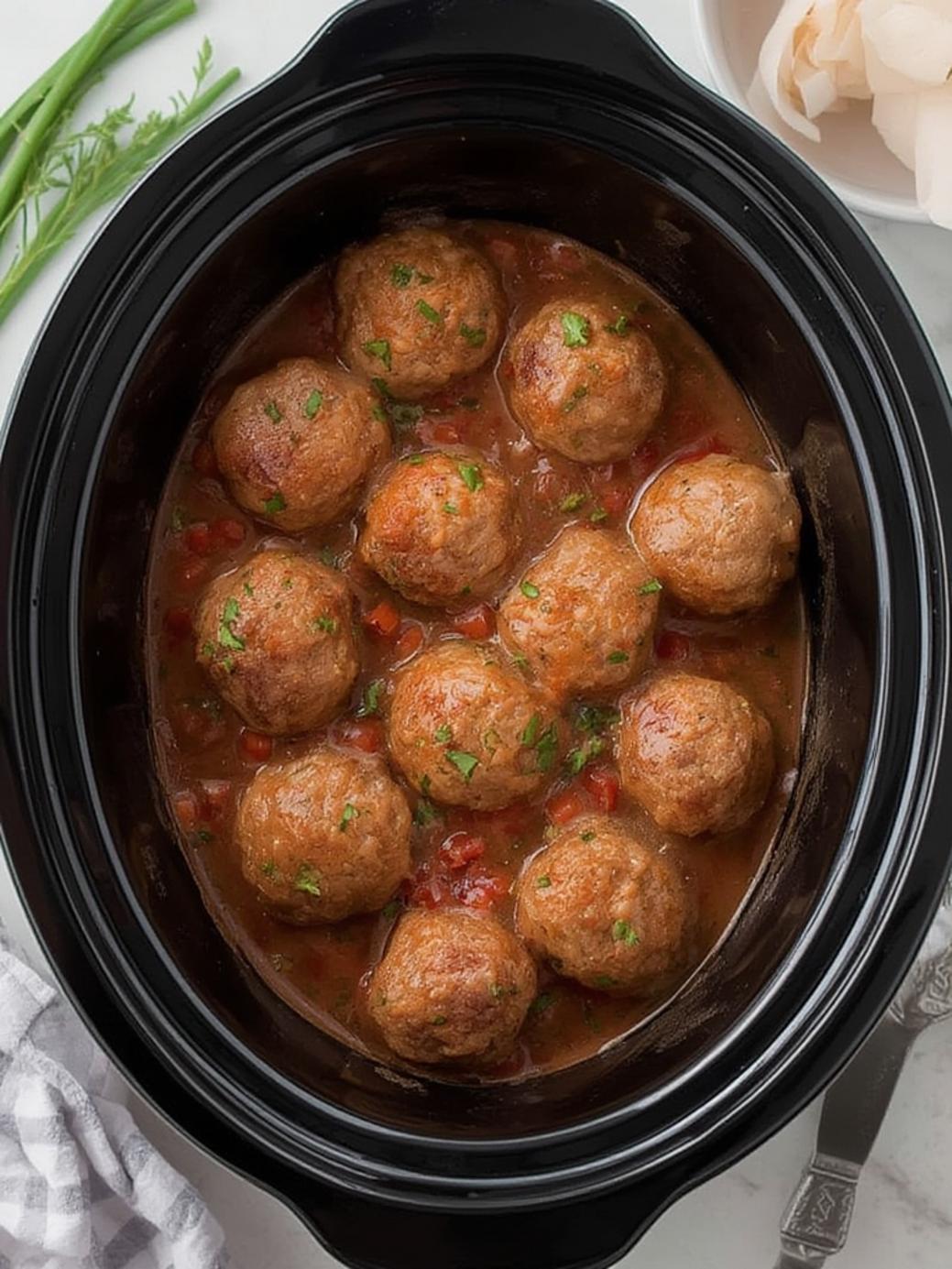 Crockpot French Onion Meatballs