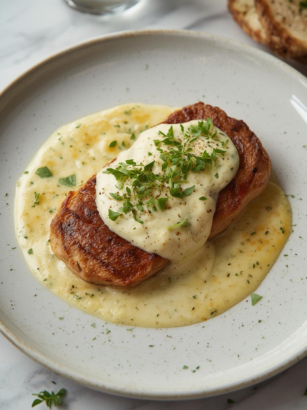 Garlic Butter Steak with Parmesan Cream Sauce