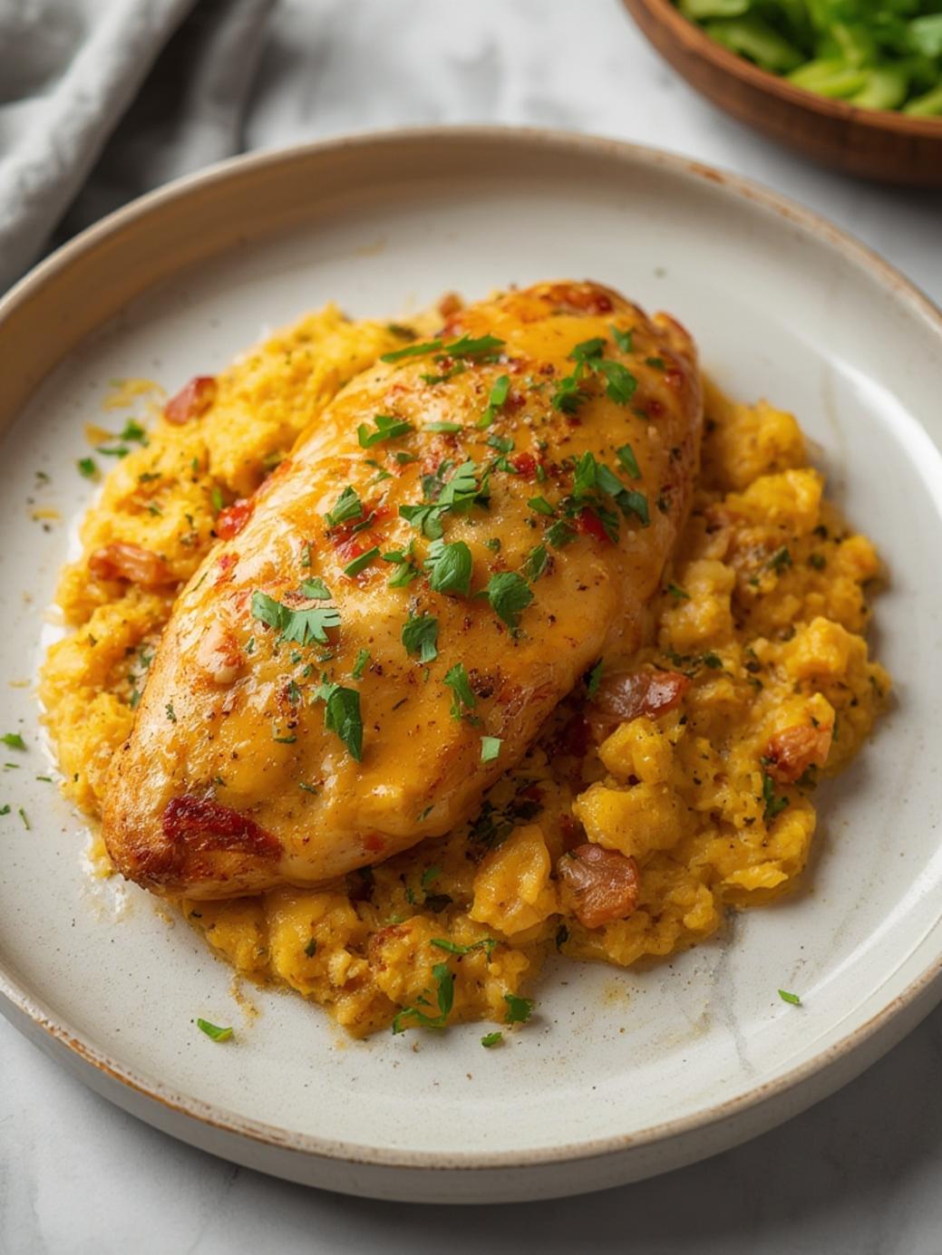 High Protein Cheesy Chicken Dinner