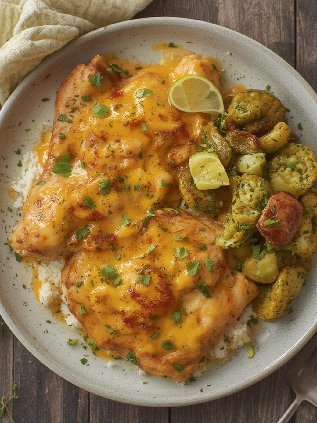 High Protein Cheesy Chicken Dinner