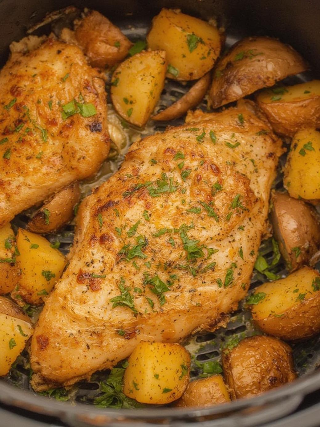 Air Fryer Chicken Breast and Potatoes