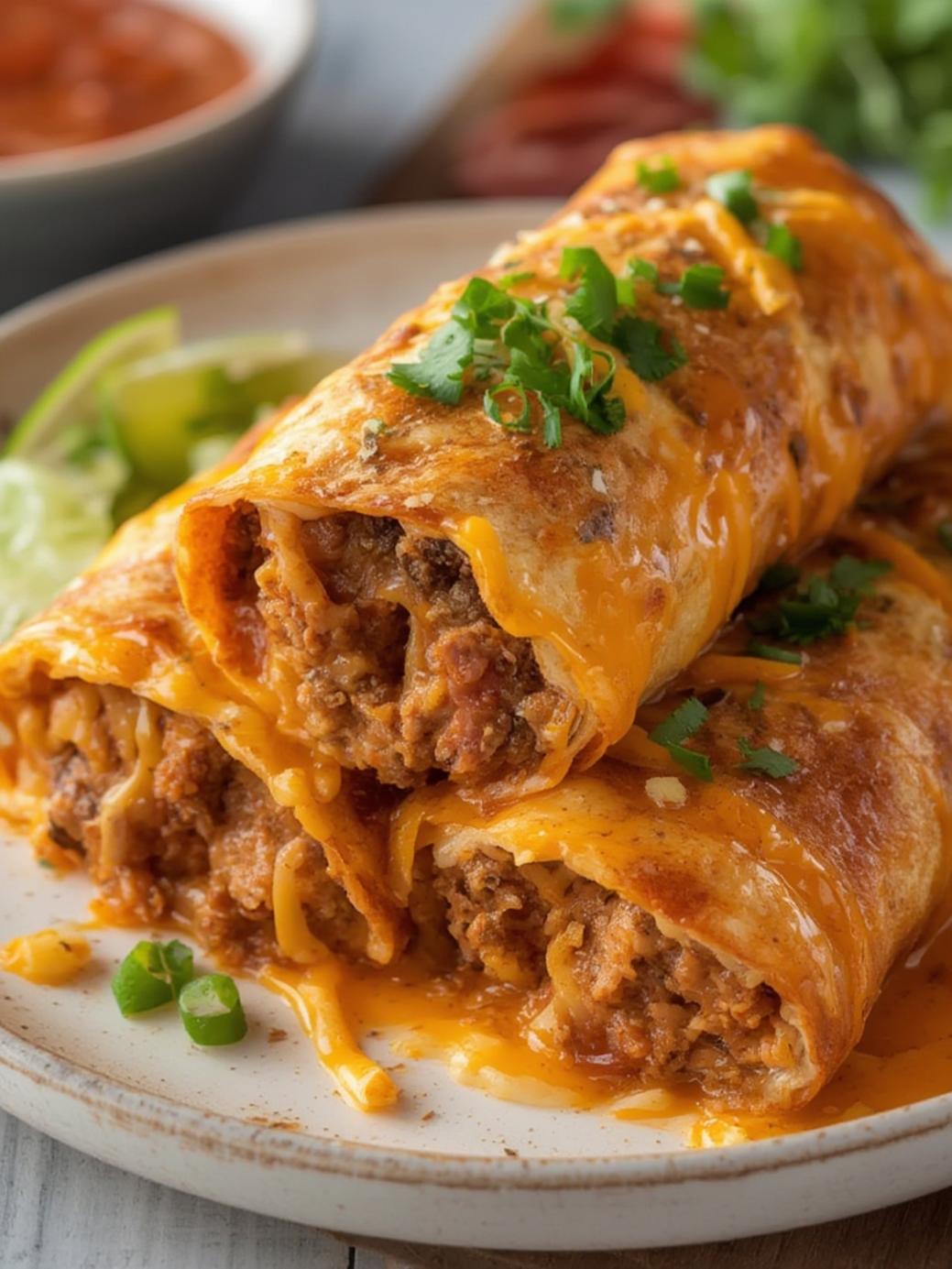 Beef and Cheese Chimichangas