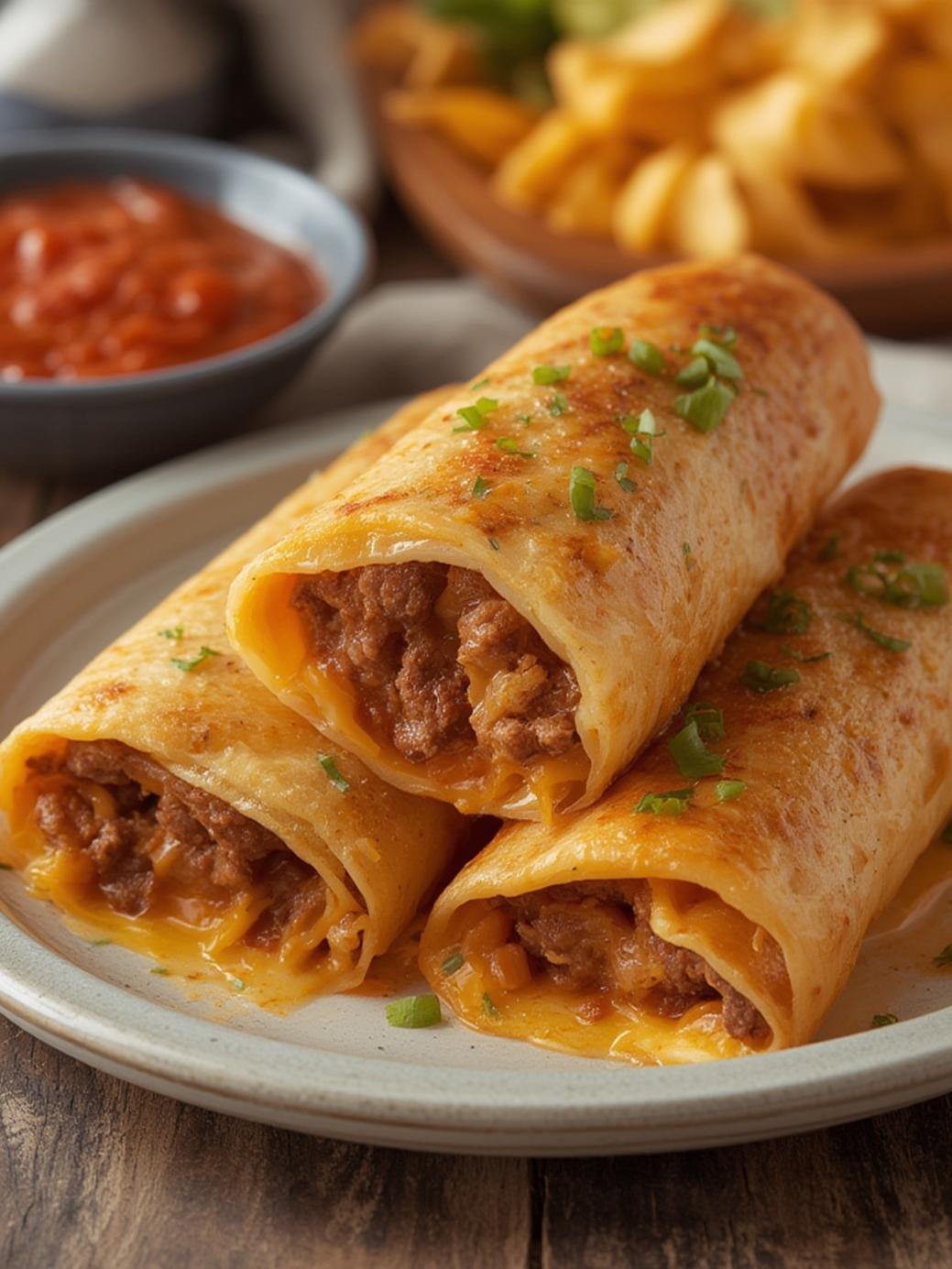 Beef and Cheese Chimichangas