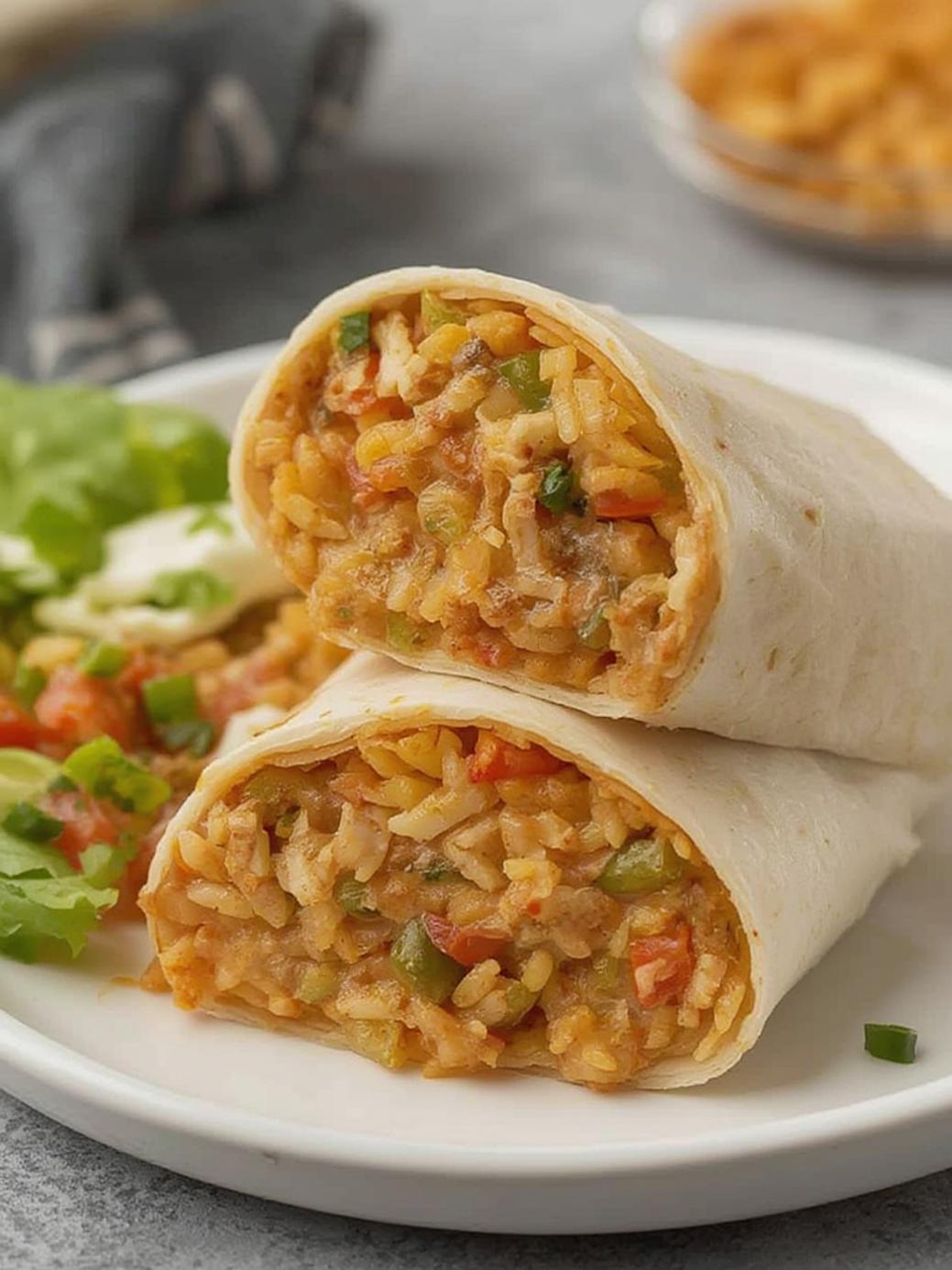 Cheesy Ground Chicken and Rice Burritos