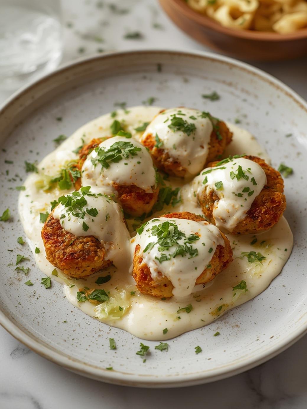 Chicken Kofta with Creamy Garlic Yogurt Sauce Recipe
