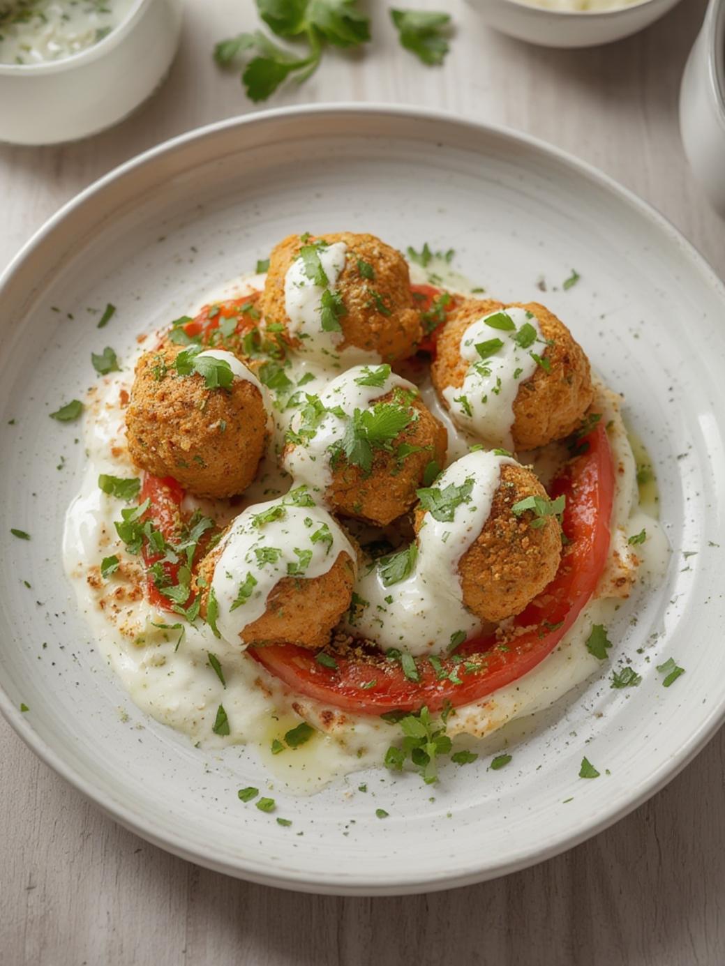Chicken Kofta with Creamy Garlic Yogurt Sauce Recipe