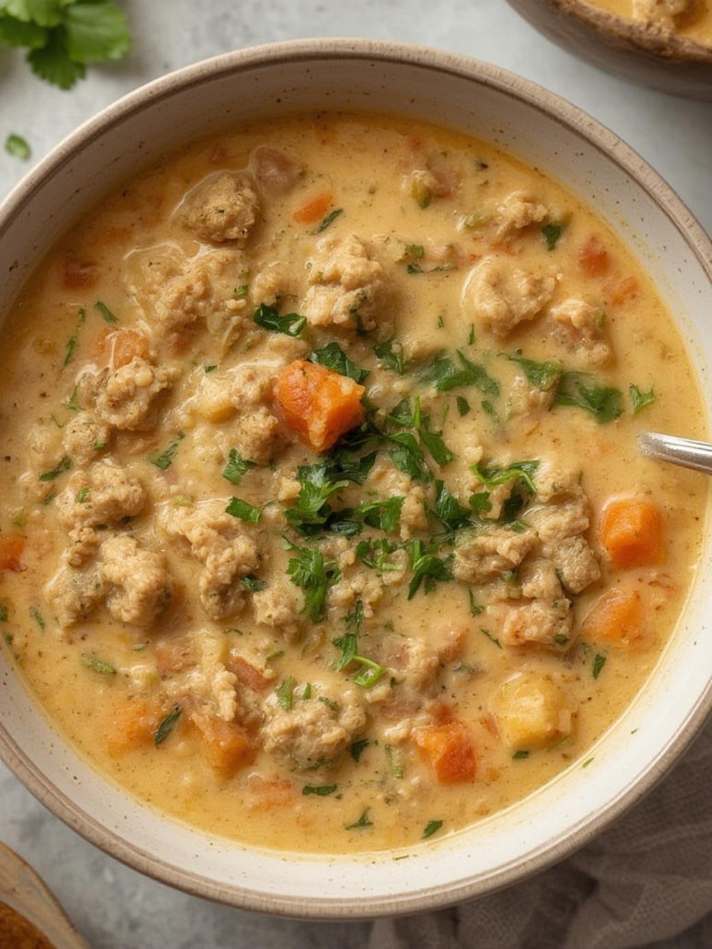 Creamy Italian Ground Chicken Soup