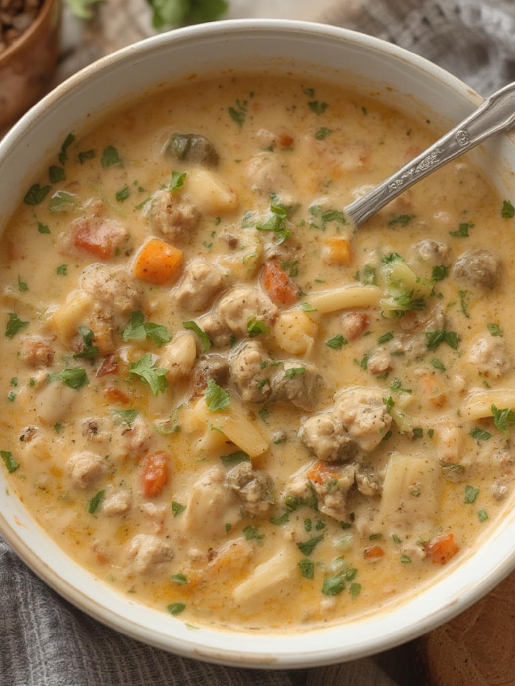 Creamy Italian Ground Chicken Soup