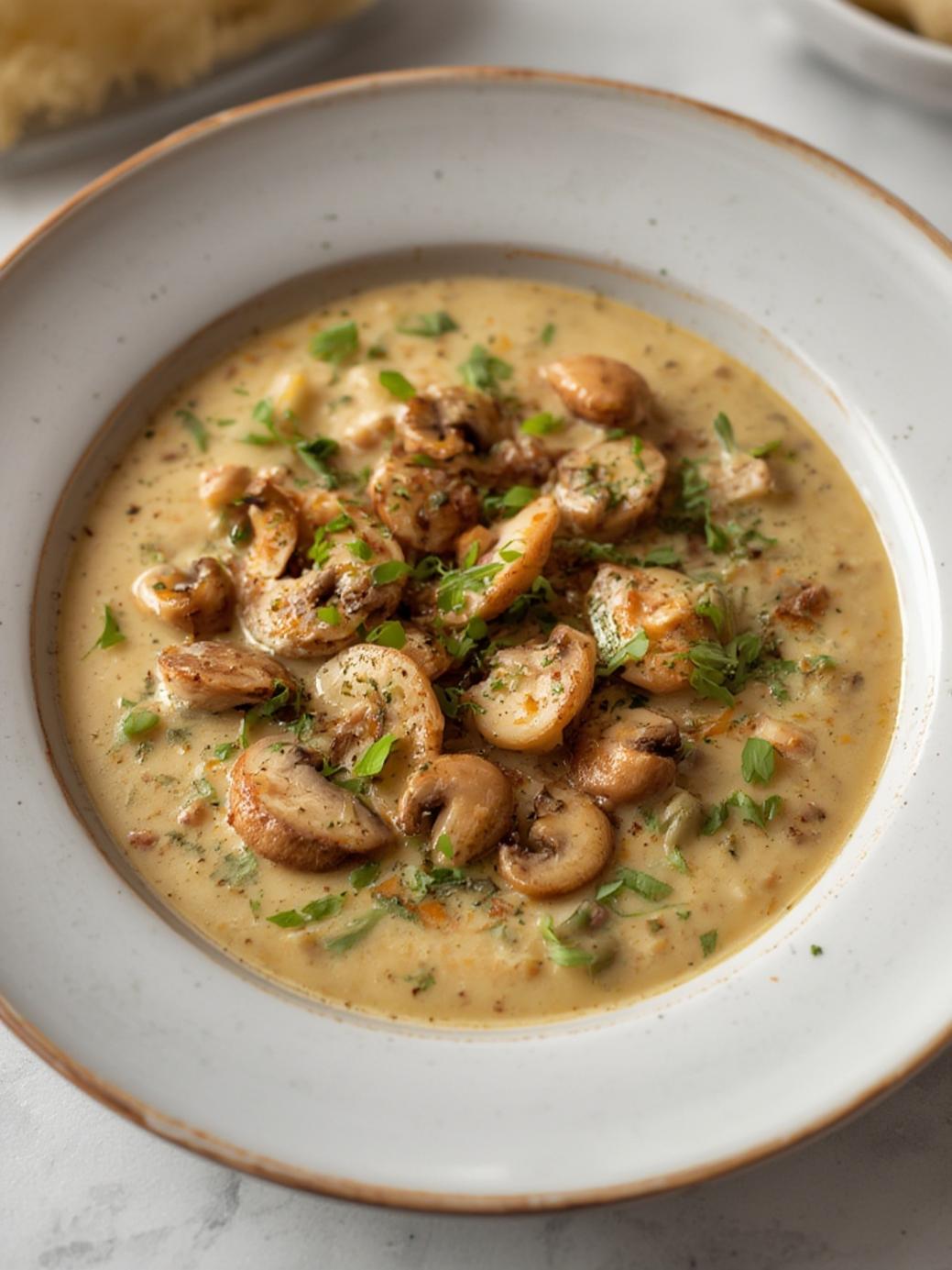 Creamy Rotisserie Chicken Mushroom Soup