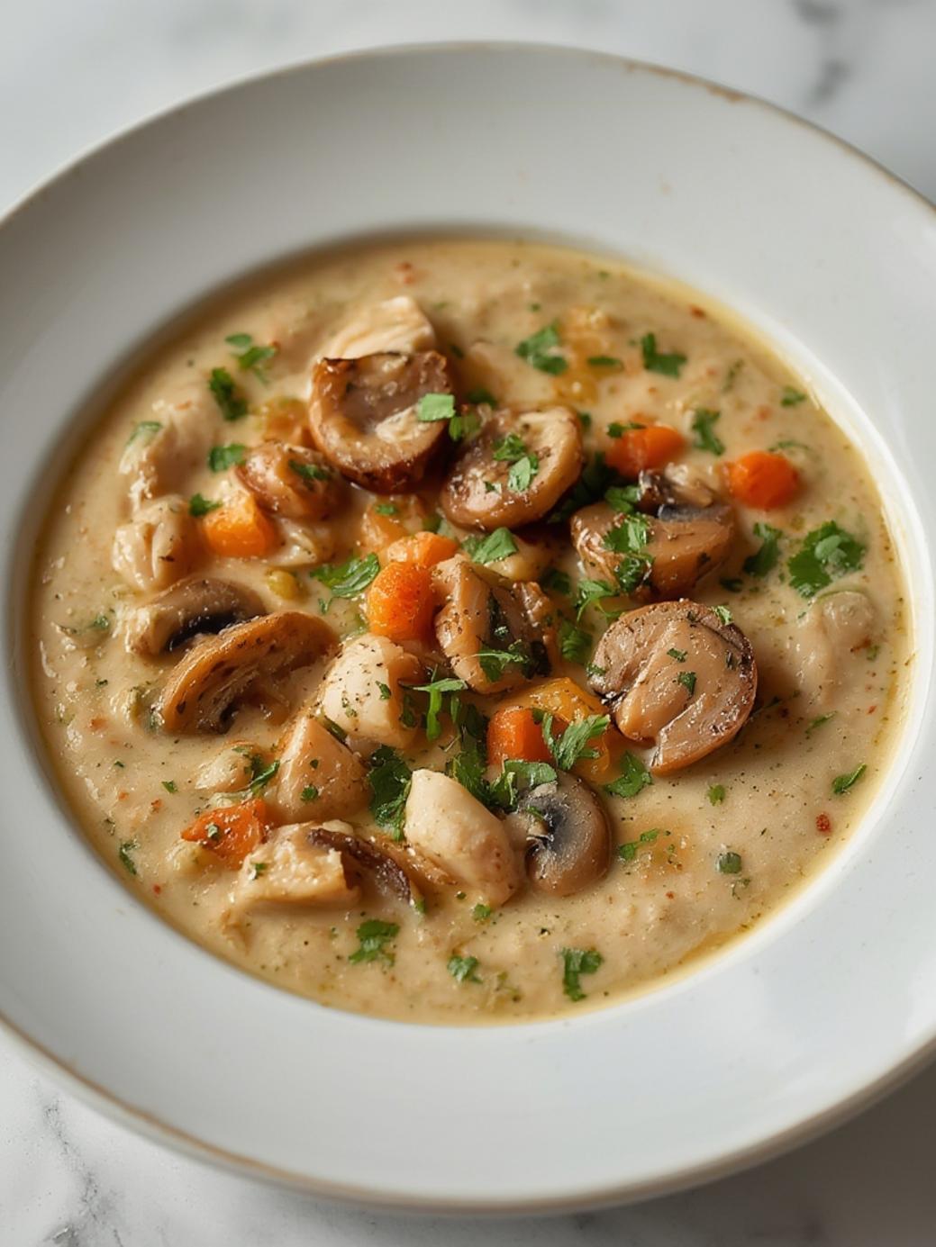 Creamy Rotisserie Chicken Mushroom Soup