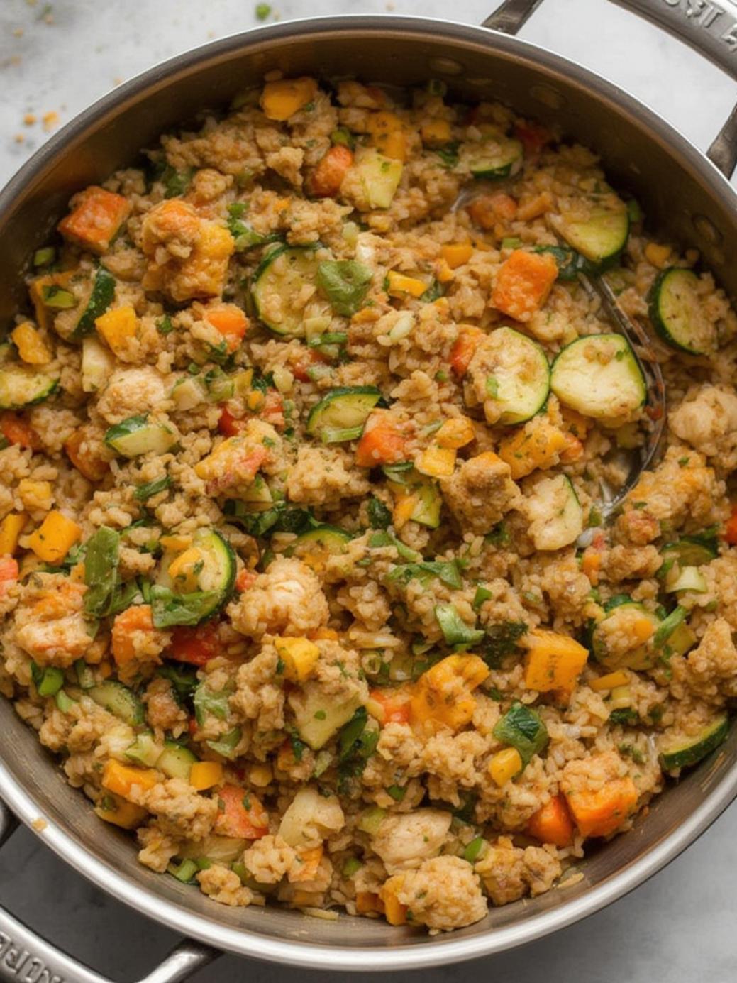 Ground Chicken Zucchini Rice Skillet
