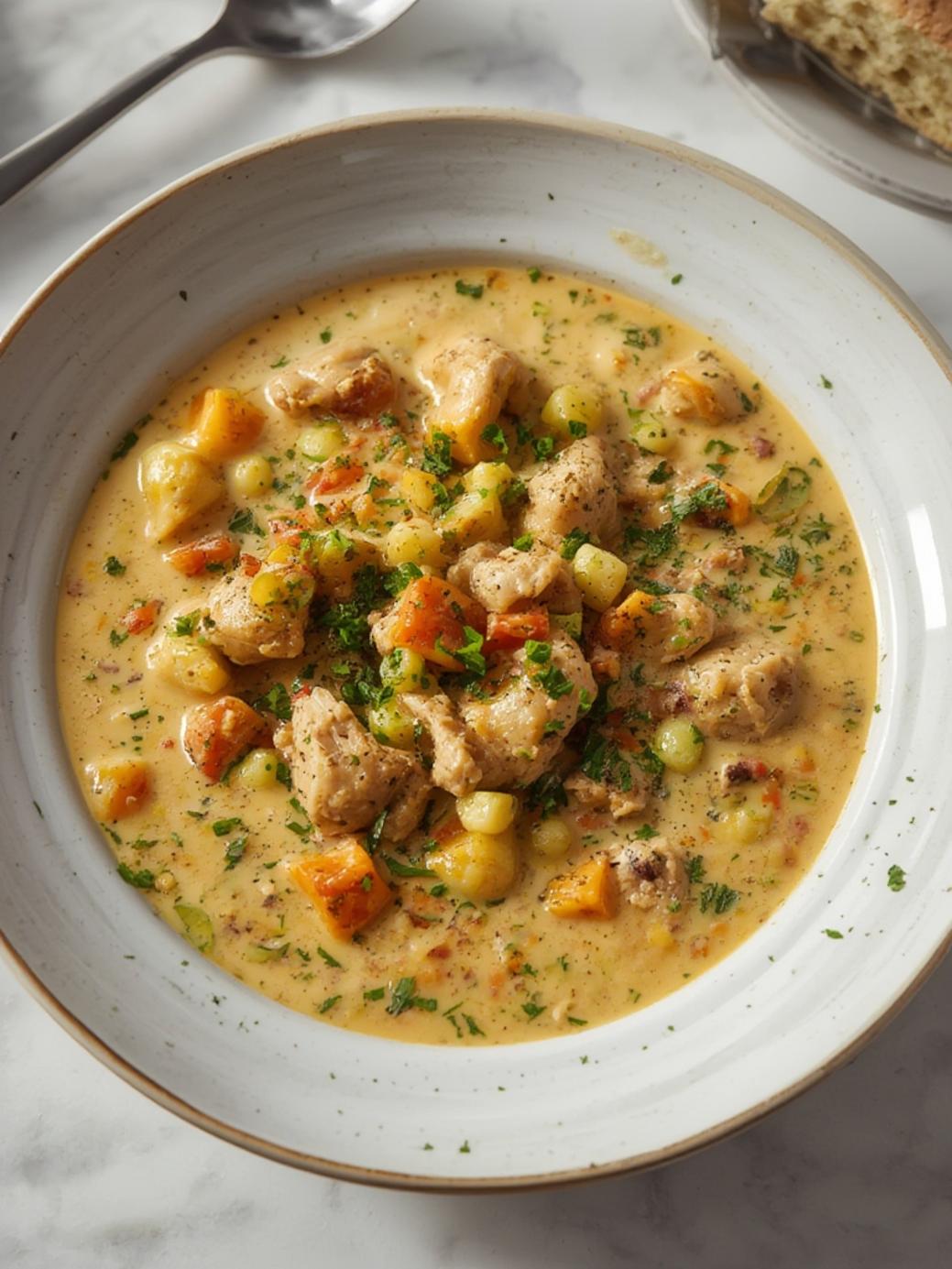 One Pot Creamy Italian Ground Chicken Soup