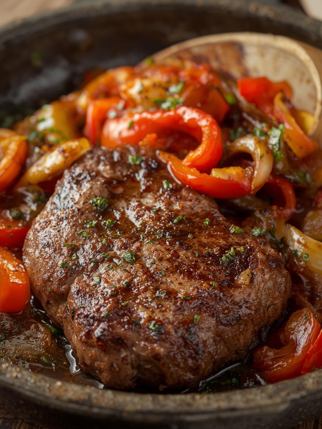 Pepper Steak with Bell Peppers and Onion