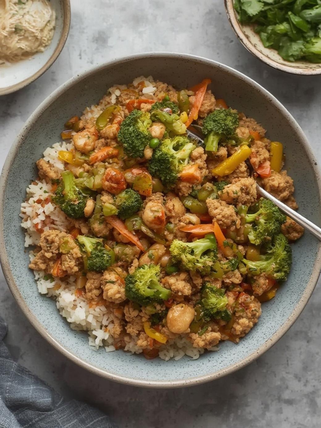 Quick Ground Chicken & Broccoli Stir Fry Meal