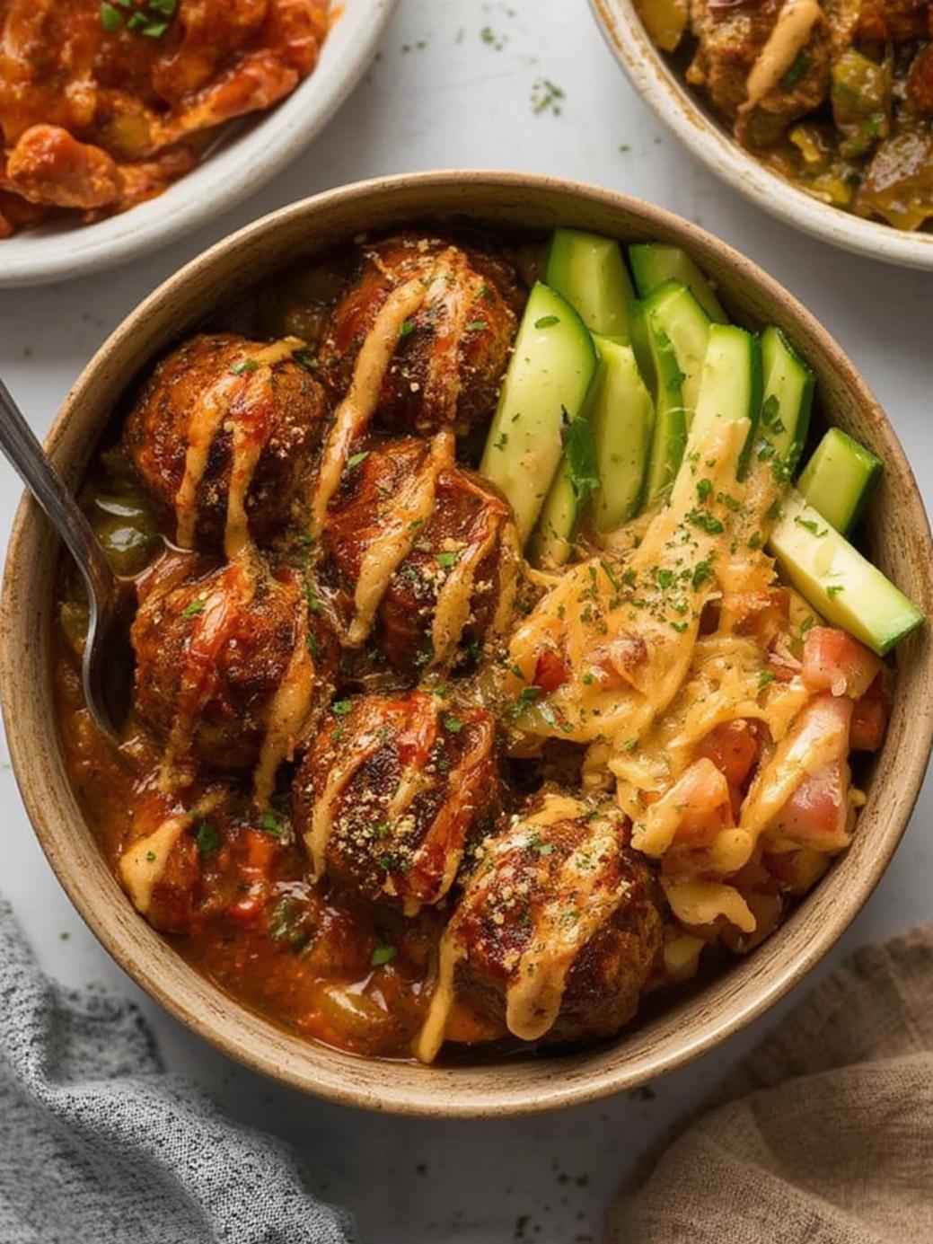 Barbecue Meatball Bowls