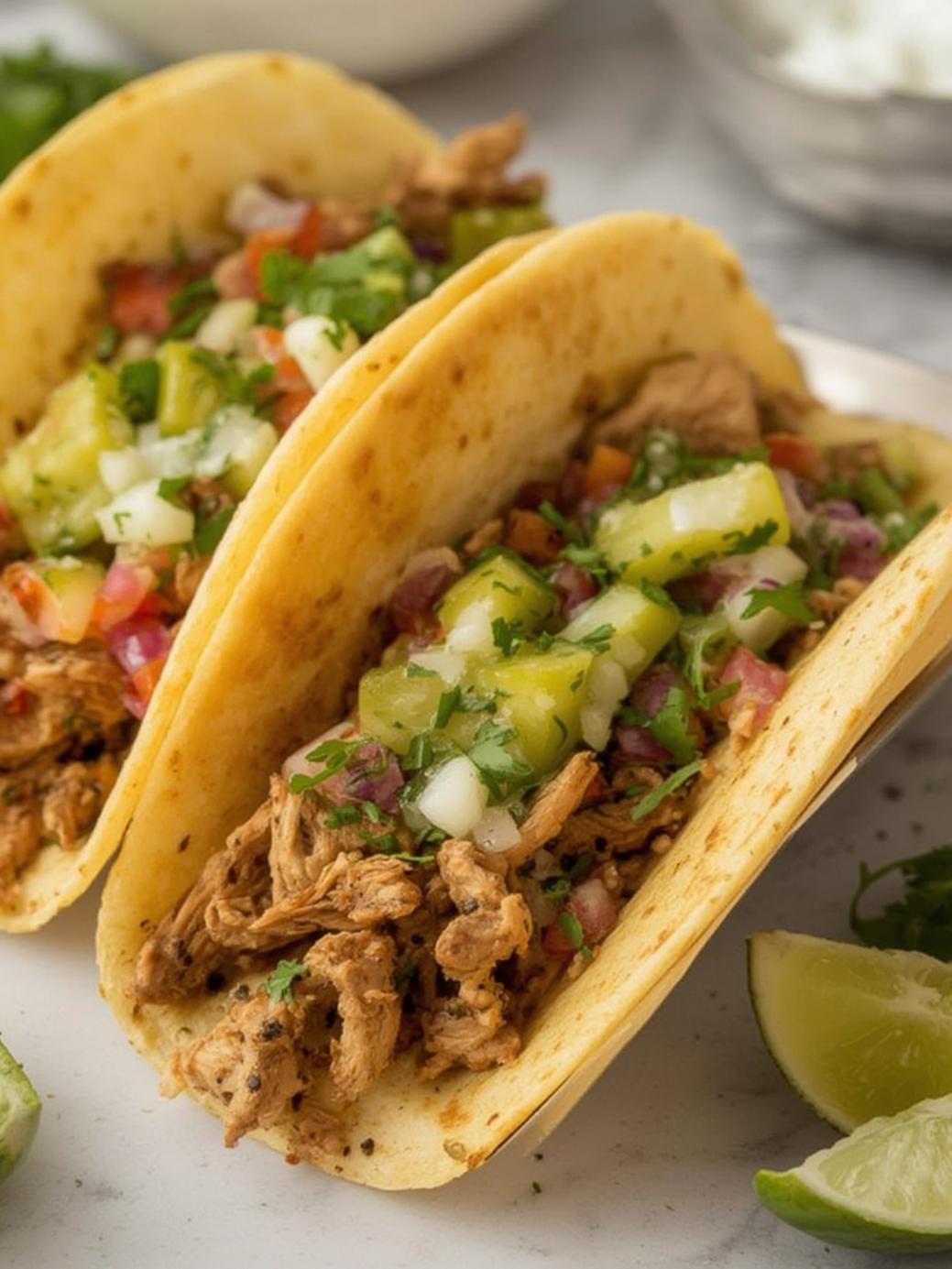 Dill Pickle Smash Chicken Tacos