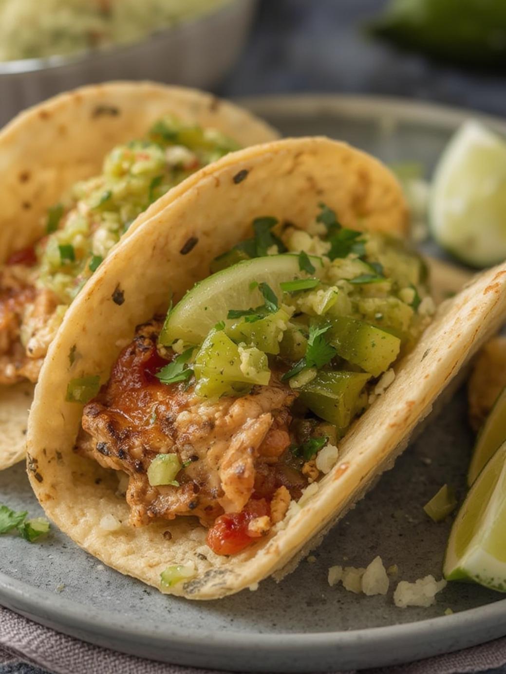 Dill Pickle Smash Chicken Tacos