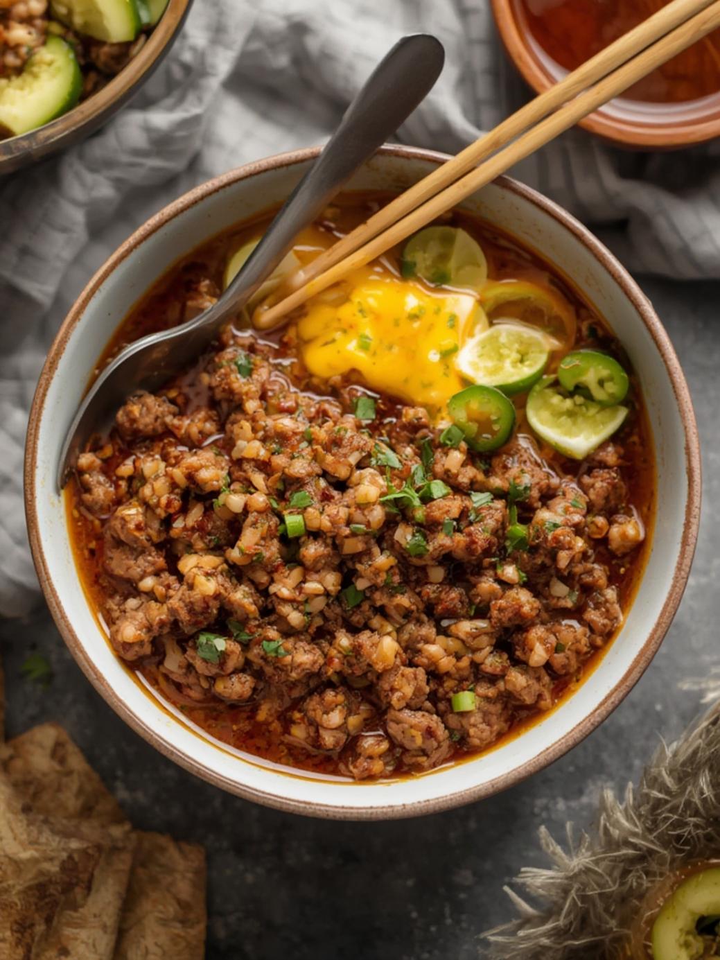 Ground Beef Hot Honey Bowl