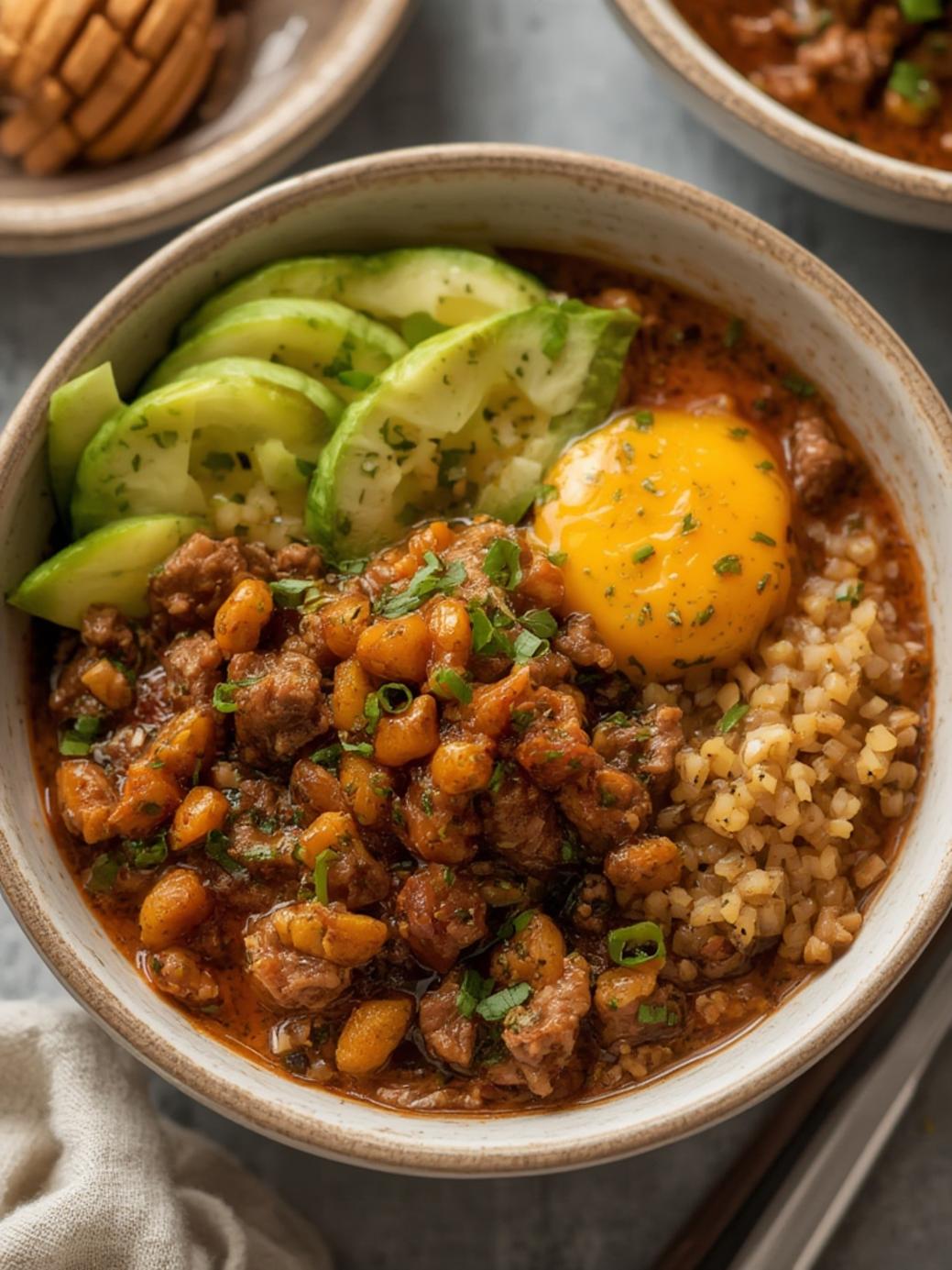 Ground Beef Hot Honey Bowl