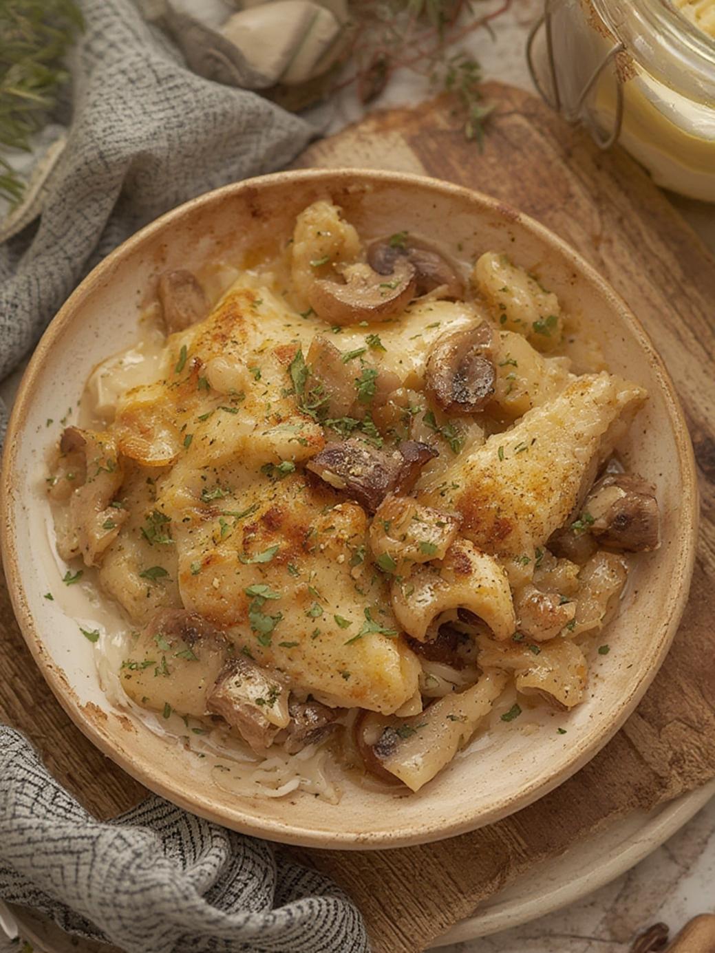 Keto Garlic Mushroom Chicken Casserole